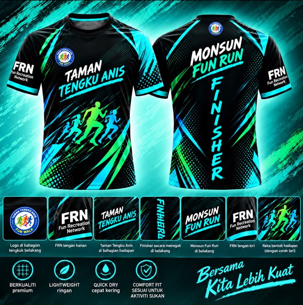 Poster rekaan jersey Monsun Fun Run oleh Fun Recreation Network